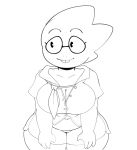  absurd_res alphys anthro belly big_breasts bottomwear breasts buckteeth chubby_female cleavage clothed clothing eyewear female front_view glasses hi_res hotpants navel necktie non-mammal_breasts reptile scalie shirt short_stack shorts slightly_chubby smile solo somescrub standing teeth thick_thighs tight_clothing tight_shirt tight_topwear topwear undertale video_games wide_hips 