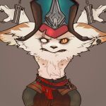  1:1 2020 blind_eye clothed clothing digital_media_(artwork) fur hat headgear headwear junyoi junyois kled_(lol) league_of_legends male nipples riot_games simple_background solo topless video_games yordle 
