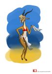  2019 absurd_res antelope bikini bovid clothing digital_media_(artwork) disney female fur gazelle gazelle_(zootopia) hi_res link6432 mammal summer swimwear text url zootopia 