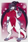  2020 anthro avante92 breasts dragon female genitals hair hi_res horn looking_at_viewer nipples nude pussy red_eyes red_sclera scalie smile solo thick_thighs wide_hips wings 
