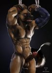  2020 abs anthro armwear balls bdsm biceps bodily_fluids bondage bound brown_body brown_fur canid canine canis clothing cum cumshot digital_media_(artwork) domestic_dog ejaculation english_text epic_soul erection fangs fingers fur genital_fluids genitals german_shepherd herding_dog hi_res humanoid_penis male mammal muscular muscular_male nipples nude open_mouth orgasm pastoral_dog pecs penis red_eyes rope simple_background solo standing tattoo teeth text tongue underwear whiskers yellow_eyes 
