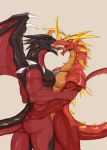  2020 anthro bakugan butt digital_media_(artwork) drago_(bakugan) dragon duo helios horn kissing male male/male nude open_mouth scalie sellon simple_background smile teeth tongue tongue_out wings 