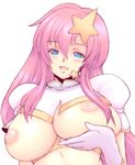  bad_id bad_pixiv_id blue_eyes breast_lift breasts gloves gundam gundam_seed gundam_seed_destiny hair_ornament highres inverted_nipples kannagi_kaname large_breasts long_hair meer_campbell nipples pink_hair solo star star_hair_ornament 