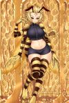  1girl antennae bee_girl blonde_hair breasts brown_eyes claws commission curvy extra_arms extra_eyes hive honey insect_girl insect_wings kiira_(monster_musume) large_breasts lindaroze looking_at_viewer midriff miniskirt monster_girl monster_musume_no_iru_nichijou navel no_pupils no_sclera short_hair skirt smile solo watermark web_address wings zipper 