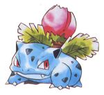  1996 3_toes ambiguous_gender blue_body blue_skin blue_spots claws fangs feral flora_fauna flower fronds full-length_portrait ivysaur ken_sugimori leaf light lighting looking_aside looking_away low_res nintendo official_art plant pok&eacute;mon pok&eacute;mon_(species) portrait quadruped red_eyes scalie shadow simple_background smile smirk smug solo spots spotted_body spotted_skin standing toe_claws toes traditional_media_(artwork) video_games white_background white_claws 