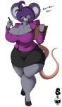  absurd_res anthro big_breasts bottomwear breasts cleavage clipboard clothed clothing female footwear hi_res mammal mouse murid murine pencil_(disambiguation) rodent shoes simple_background skirt superix thick_thighs white_background wide_hips 