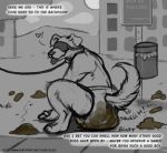  &lt;3 canid canine canis crouching dialogue diaper digital_media_(artwork) domestic_dog english_text feces fur good_boy mammal messy_diaper outside pooping public rear_view scat sluggylococcus soiled_diaper soiling soiling_diaper solo_focus speech_bubble text url 