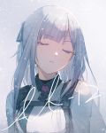  1girl ak-12_(girls_frontline) character_name closed_eyes commentary eyebrows_visible_through_hair face girls_frontline grey_hair hair_ribbon long_hair parted_lips philomelalilium ribbon solo 