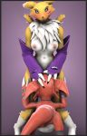  2019 anthro big_ears biped blue_eyes border digimon digimon_(species) digital_media_(artwork) duo female grey_border guilmon hi_res male male/female nipples nocturnalfuzz renamon 