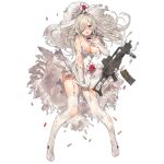  1girl assault_rifle bangs banned_artist beret blush bouquet braid breasts bridal_veil bride bullet choker cleavage covering covering_crotch crossed_legs damaged dress dress_tug elbow_gloves eyebrows_visible_through_hair flower full_body g36c_(girls&#039;_frontline) garter_straps girls&#039;_frontline gloves gun h&amp;k_g36c hair_over_one_eye hand_up hat high_heels lace lace-trimmed_legwear lace_trim large_breasts lifted_by_self long_hair looking_at_viewer official_alternate_costume official_art open_mouth parsley-f petals red_eyes red_flower red_rose rifle rose shell_casing side_braid sidelocks silver_hair solo strapless strapless_dress thighhighs torn_clothes transparent_background veil very_long_hair watson_cross wavy_hair weapon wedding_dress white_dress white_footwear white_gloves white_headwear white_legwear 
