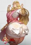  a_link_to_the_past big_butt blonde_hair blue_eyes blush butt butt_grab disembodied_hand donaught ear_piercing ear_ring female hair hand_on_butt hi_res humanoid humanoid_pointy_ears hylian long_hair nintendo not_furry piercing princess_zelda super_smash_bros. the_legend_of_zelda thick_thighs video_games wide_hips 