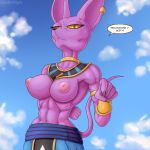  1:1 2019 :&lt; ? abs angry anthro areola beerus big_ears bodily_fluids bottomwear breasts claws clothed clothing cloud cooliehigh crossgender dialogue domestic_cat dragon_ball dragon_ball_super ear_piercing ear_ring english_text eyelashes felid feline felis female frown hairless hairless_cat half-closed_eyes hand_behind_back hi_res long_ears long_tail looking_at_viewer mammal narrowed_eyes nipples outside pants piercing pink_nipples presenting presenting_breasts purple_body purple_breasts purple_nose purple_skin purple_tail question sharp_claws skinny sky solo sphynx_(cat) standing sweat talking_to_viewer text topless yellow_eyes 