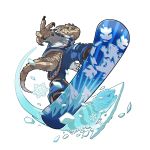  1:1 alpha_channel clothed clothing eyewear fight_league goggles hi_res ice lizard male official_art reptile scales scalie snowboard snowboarding snowflake solo sport tan_body tan_scales 
