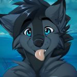  1:1 2020 black_hair blue_eyes canid canine canis digital_media_(artwork) hair low_res mammal open_mouth teeth tongue wolf wolflady 