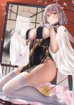  asian_clothes azur_lane breast_hold erect_nipples heels no_bra numaguro_(tomokun0808) see_through sirius_(azur_lane) stockings thighhighs 