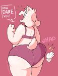  2020 big_butt boss_monster bovid butt caprine clothing disembodied_hand english_text female fur goat hi_res mammal psydoux rear_view simple_background slap solo sound_effects text toriel undearwear undertale video_games white_body white_fur wide_hips 
