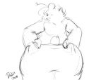  2020 allison_(danji-isthmus) animated anthro black_and_white bounce breasts clothed clothing danji-isthmus dressing female furgonomics mammal monochrome moonbear nude overweight short_playtime side_boob simple_background slightly_chubby solo topless ursid white_background 