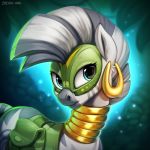  1:1 2020 blue_eyes digital_media_(artwork) ear_piercing ear_ring equid equine eyebrows eyelashes female feral friendship_is_magic hi_res mammal my_little_pony piercing solo zazush-una zebra zecora_(mlp) 