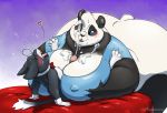  anthro big_breasts blackjack_(pinkbutterfree) bodily_fluids breasts cum cum_on_breasts cum_on_face domestic_cat felid feline felis female genital_fluids genitals giant_panda gillpanda gillpanda_(character) male mammal orgasm orgasm_face penis sex titfuck ursid 