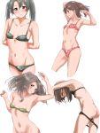  4girls ass bikini blush breasts brown_eyes brown_hair grey_hair high_ponytail highres kantai_collection long_hair looking_at_viewer micro_bikini multiple_girls navel open_mouth ponytail ryuujou_(kantai_collection) short_hair simple_background small_breasts smile swimsuit taihou_(kantai_collection) tama_(seiga46239239) twintails white_background zuihou_(kantai_collection) zuikaku_(kantai_collection) 