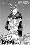  antelope arm_warmers armwear athletic athletic_male beastars belt belt_buckle bottomwear bovid chest_tattoo clothed clothing comic cover english_text eyebrows eyeshadow felid foliage food fruit gazelle girly greyscale half-closed_eyes hands_behind_back hi_res horn hybrid itagaki_paru japanese_text leaf leopard logo makeup male mammal manga melon melon_(beastars) monochrome narrowed_eyes official_art open_mouth pantherine pants plant prick_ears raised_eyebrow scarf simple_background slim sly snow snowing spots standing tattoo text topless watermark 