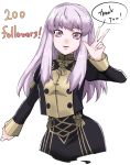  1girl fire_emblem fire_emblem:_three_houses followers garreg_mach_monastery_uniform highres long_hair long_sleeves lysithea_von_ordelia parted_lips pink_eyes rene_phwhite simple_background solo uniform upper_body white_background white_hair 