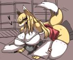  ambiguous_gender anthro big_breasts breast_smother breasts canid canine dipstick_tail female fox inumatori kemono mammal multicolored_tail raised_tail sex smothering 