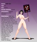  absurd_res breasts english_text female genitals hi_res human human_only mammal medium_breasts model_sheet not_furry nude pussy sign simple_background softcore_works solo terf text 