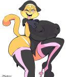  anthro big_breasts breasts clothing costume domestic_cat felid feline felis female footwear hi_res high_heeled_boots high_heels huge_breasts lilly_(vimhomeless) mammal nun nun_outfit one_eye_closed shoes solo tongue tongue_out vimhomeless wide_hips wink 