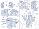 2020 angry cookie dialogue duo eating english_text equid feathered_wings feathers female feral food friendship_is_magic hi_res hooves horn jar mammal my_little_pony princess_celestia_(mlp) princess_luna_(mlp) sketch text winged_unicorn wings yakovlev-vad 