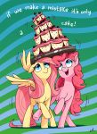  2020 absurd_res blue_eyes cake dialogue docwario duo english_text equid equine female feral fluttershy_(mlp) food friendship_is_magic hi_res horse mammal my_little_pony pinkie_pie_(mlp) pony pterippus text wings 