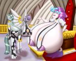  2020 5:4 anthro areola big_breasts blues64 breasts chair clothing digital_media_(artwork) equid equine eyes_closed female friendship_is_magic furniture group hi_res huge_breasts hyper hyper_breasts mammal marauder6272 marble_pie_(mlp) maud_pie_(mlp) my_little_pony my_little_pony_the_movie nipples queen_novo_(mlp) sibling sister sisters throne 