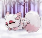  canid canine canis cherryblossoms female feral forest fur hi_res kuroran mammal outside sakuradlyall snow solo tree white_body white_fur wolf 