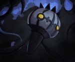  black_background blue_fire chandelure commentary creature dark defiant_drills english_commentary face fire gen_5_pokemon no_humans pokemon pokemon_(creature) simple_background yellow_eyes 