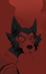  beastars canid canine canis hi_res legoshi_(beastars) looking_at_viewer looking_back mammal red_background simple_background sindenbock wolf 