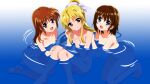 3girls :d barefoot bathing blonde_hair blue_eyes brown_hair closed_mouth collarbone completely_nude fate_testarossa flat_chest highres long_hair looking_at_viewer lyrical_nanoha mahou_shoujo_lyrical_nanoha mahou_shoujo_lyrical_nanoha_a&#039;s multiple_girls nude nx-20517 partially_submerged ponytail red_eyes shiny shiny_hair smile soles straight_hair takamachi_nanoha very_long_hair yagami_hayate 