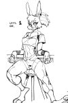  2:3 athletic breasts clothing female hi_res jijis-waifus lagomorph leporid looking_at_viewer mammal midriff monochrome muscular muscular_female navel nipple_outline rabbit small_breasts 