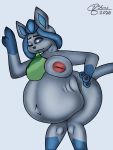  3:4 anthro belly big_breasts bodily_fluids breasts canid canine condom eeveelution female glaceon hi_res inflation j5furry mammal nintendo pok&eacute;mon pok&eacute;mon_(species) solo video_games 