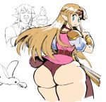  2020 avian big_butt bird blonde_hair blue_eyes breath_of_the_wild butt butt_focus clothing female group gull hair humanoid humanoid_pointy_ears hylian lari larid link long_hair nintendo princess_zelda simple_background super_smash_bros. super_smash_bros._ultimate the_legend_of_zelda toon_link unknown_artist upskirt video_games white_background wide_hips wind_waker 