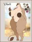  2020 3:4 absurd_res anthro areola belly big_areola big_breasts big_nipples border breasts claws digital_media_(artwork) dizzyknight felid female fupa hi_res huge_breasts huge_hips lion lips mammal mature_female nipples pantherine paws sagging_breasts solo thick_thighs tuft vikeli_(dizzyknight) wide_hips yellow_border 