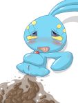  3:4 anus blush feces female feral genitals legendary_pok&eacute;mon lobs lying manaphy nintendo on_back pok&eacute;mon pok&eacute;mon_(species) pussy scat simple_background solo video_games white_background 