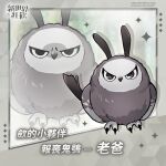  animal_focus beak bird black_eyes father_(nu_carnival) grey_feathers looking_at_viewer nu_carnival official_art owl talons translation_request 