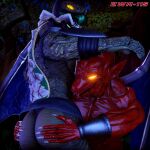 3d_(artwork) anthro big_butt bottomless bracelet butt capcom clothed clothing demon demon&#039;s_crest digital_media_(artwork) duo ewr_115 firebrand gargoyle gargoyle&#039;s_quest green_body green_scales hand_on_butt hi_res humanoid_pointy_ears jewelry lizard lizardman looking_back looking_down looking_down_at_butt male male/male membrane_(anatomy) membranous_wings mortal_kombat nude red_arremer red_body reptile reptile_(mortal_kombat) saurian_(mortal_kombat) scales scalie wings