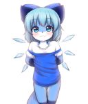  accessory anthro blue_body blue_bow blue_fur blue_hair blush canid canine cirno female fox fur hair hair_accessory hair_bow hair_ribbon kemono looking_at_viewer mammal mcsadat multicolored_body multicolored_fur ribbons short_hair simple_background solo touhou video_games white_background white_body white_fur young 