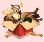 2023 aidan_(sryer) anthro christmas christmas_decorations christmas_present eurasian_lynx felid feline gift hi_res holidays lynx male mammal novikjpg solo