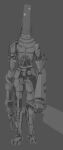 5_fingers bigrock concept_art cybernetics cyborg empty_eyes fingers front_view grey_background greyscale holding_object holding_sword holding_weapon long_head machine male melee_weapon monochrome nipples official_art pecs robotic_limbs simple_background solo standing sword swordsmachine_(ultrakill) unfinished weapon wire
