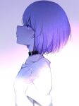  bob_cut choker expressionless from_side gender_request grey_hair ichiki_1 looking_up multicolored_hair original profile purple_eyes shirt short_hair short_sleeves sky solo star_(sky) starry_sky t-shirt two-tone_hair white_hair white_shirt white_theme 