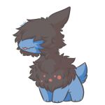  animal_focus artist_name black_fur blue_skin closed_mouth colored_skin commentary deino_(pokemon) no_humans pokemon pokemon_(creature) simple_background smolsammichowo tail tongue tongue_out white_background 