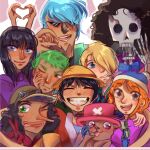  2girls 6+boys brook_(one_piece) franky_(one_piece) highres monkey_d._luffy multiple_boys multiple_girls nami_(one_piece) nico_robin one_piece roronoa_zoro sanji_(one_piece) tony_tony_chopper usopp 