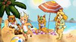  16:9 2020 animal_crossing antelope anthro ball beach beach_ball beau_(animal_crossing) bottomwear bovid bulge canid canine canis clothed clothing domestic_cat domestic_dog felid feline felis female group hi_res isabelle_(animal_crossing) kinkykenku male mammal nintendo outside palm_tree raccoon_dog seaside shirt shorts signature speedo sun swimwear tangy_(animal_crossing) tanuki tom_nook_(animal_crossing) topwear tree umbrella video_games water young 